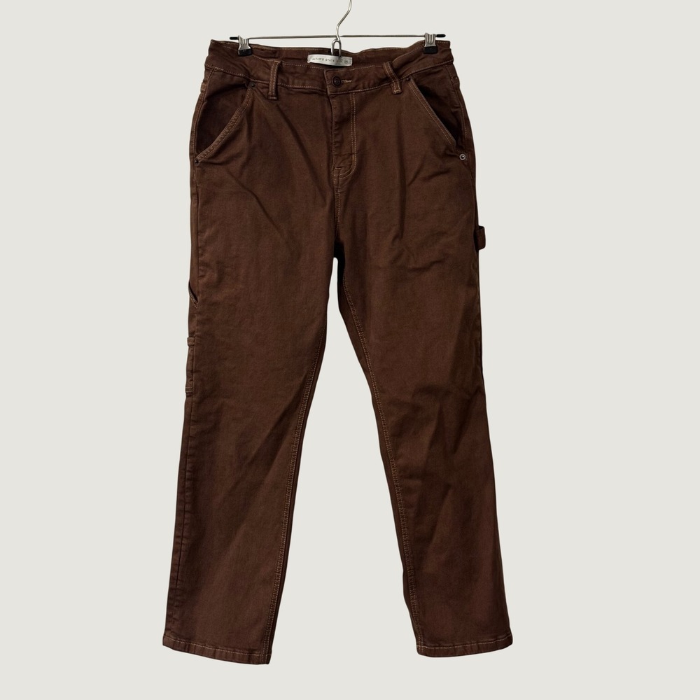 Altar'd State Womens Brown Carpenter Pants Stretch Utility Workwear Size 29